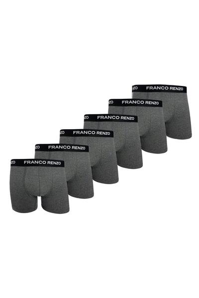 FRANCO RENZO Men's 6-Piece Luxury Boxed Cotton and Stretch Fabric Boxers - Anthracite