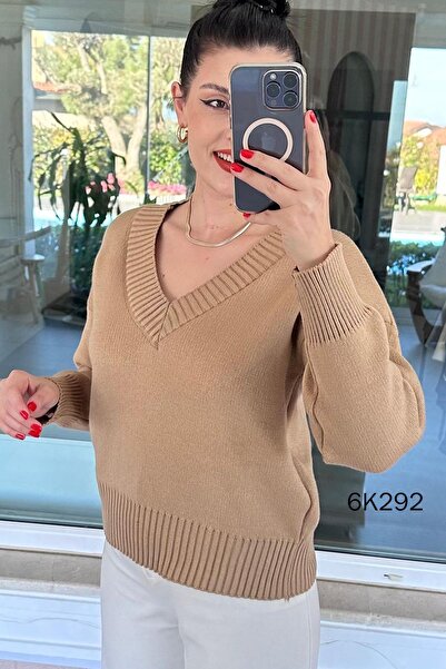 İnce Topuk V-Neck Knitwear Blouse 6K292