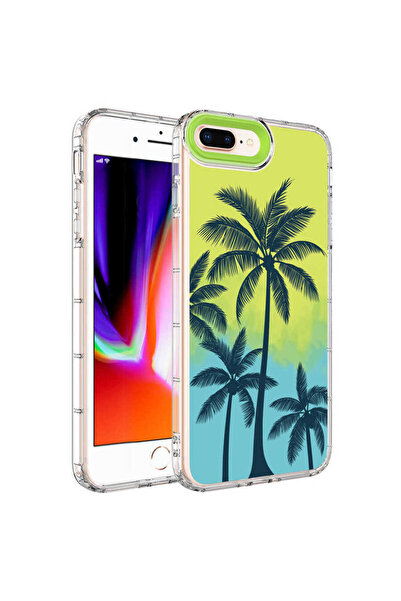 zore iPhone 7 Plus Case Camera Protected Colorful Patterned Hard Silicone Mrsa Korn Cover - No8