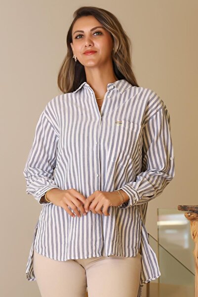 Nazen Giyim Laci Women's Shirt with Long Line on the Back 4245-2Y5