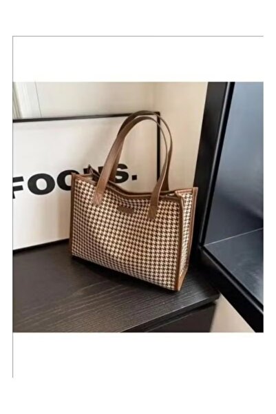 Generic Retro Plaid Tote Bag with small ornaments,Large Canvas Handbag,Shoulder Bag for Work Travel