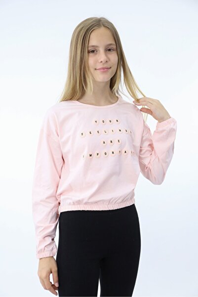 Toontoy Girl's Printed Crew Neck Long Sleeve T-Shirt