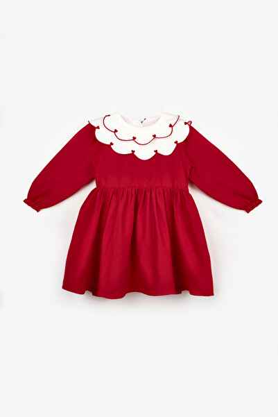 Le Mabelle Κοριτσίστικο λινό φόρεμα με κόκκινο μοτίβο καρδιάς - Vivienne