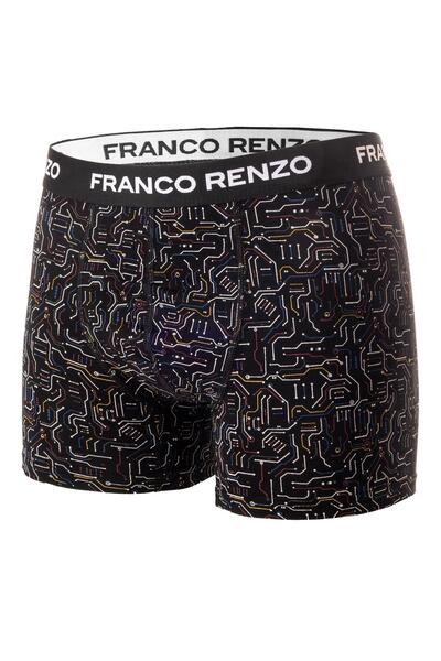 FRANCO RENZO Men's 6-Piece Luxury Boxed Cotton and Stretch Fabric Patterned Boxers - Black