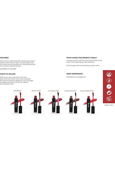 SAVOO Liquid Lipstick (Blush Latte) - Matte, Long-Lasting, Hydrating