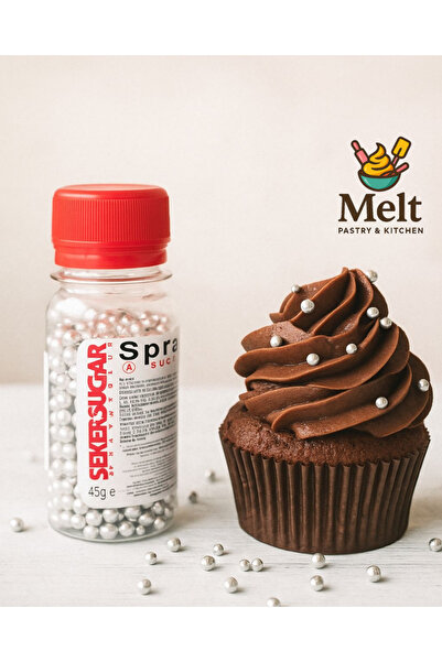 MELT PASTRY&KITCHEN Pasta Süsleme Şekeri Arjantin 4mm Gümüş 45 Gr. Sprinkles