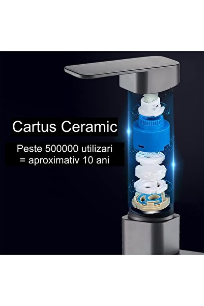 Saharina Tall bathroom sink faucet, anti-limescale, splash-free, ceramic, matte