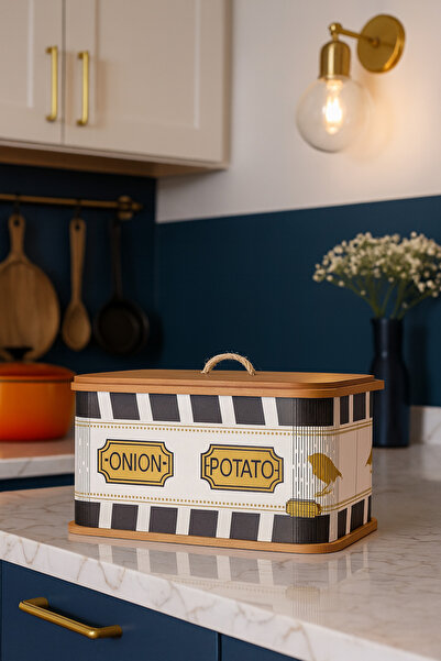 sonnenflügel 2 Bölmeli Love Birds Kuş Desenli Ahşap Sebze Saklama Sepeti Pata...