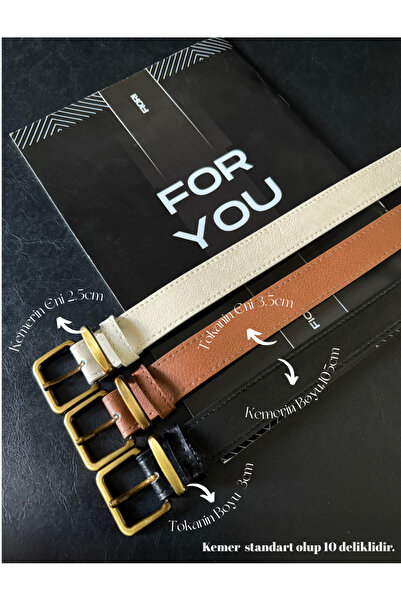 Fiori 3-Piece Antique Square Buckle Bridged Women's Belt, Trouser Belt, Coat Belt, Dress Belt