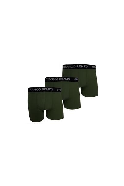 FRANCO RENZO Men's 3-Piece Premium Box Stretch Fabric Boxers - Dark Khaki
