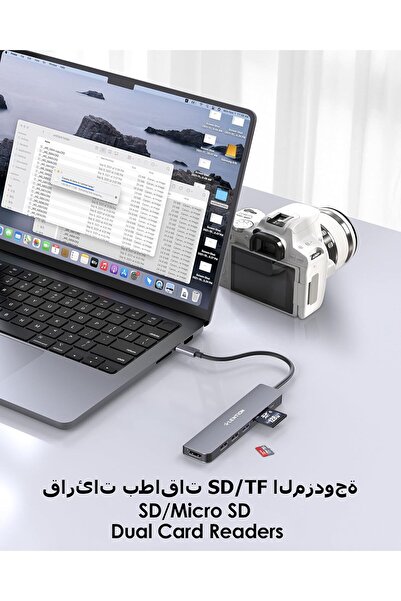 LENTION USB C Hub with 100W PD Charging, 4K HDMI, Dual Card Reader (CB-CE18, Space Gray)