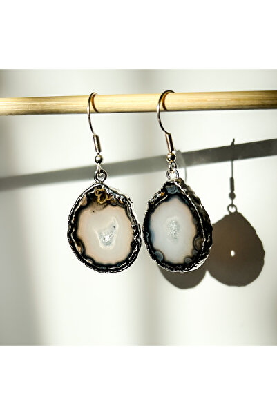 Moonlight Jewelry Cercei „Fum vulcanic” - Agat