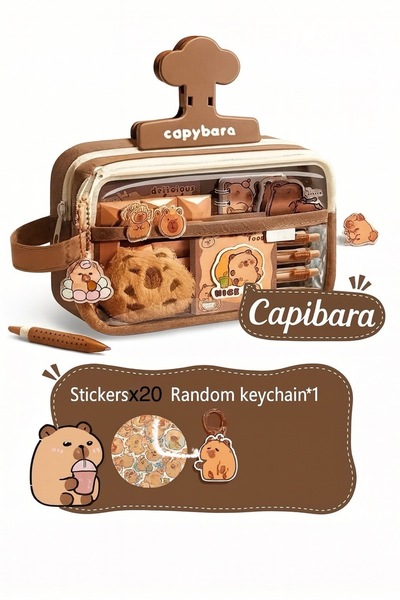 SilkRoute Пенал з аксесуарами Capybara Пенал Kapibara великої місткості, широ...