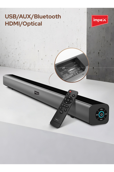 İMPEX 2.0CH Sound Bar SB1401 4000W PMPO Bluetooth 5.0 LED Display USB AUX HDMI Optical Remote