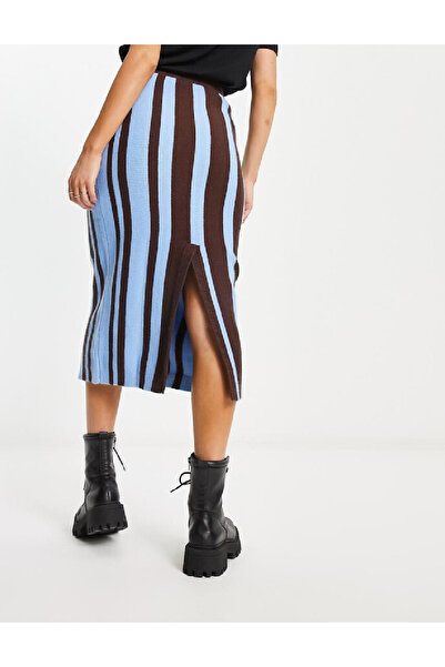 Urban Revivo Skirt, Blue/Brown