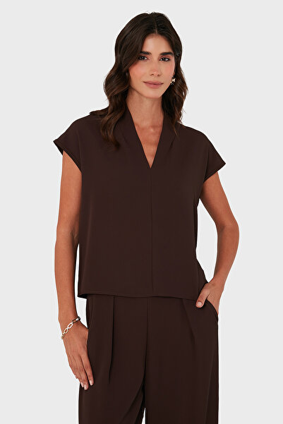 Via Dante Relaxed Fit V-Neck Short-Sleeved Blouse Blouse 268755088