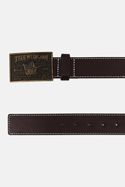 True Religion Men Solid Leather Belt, Brown