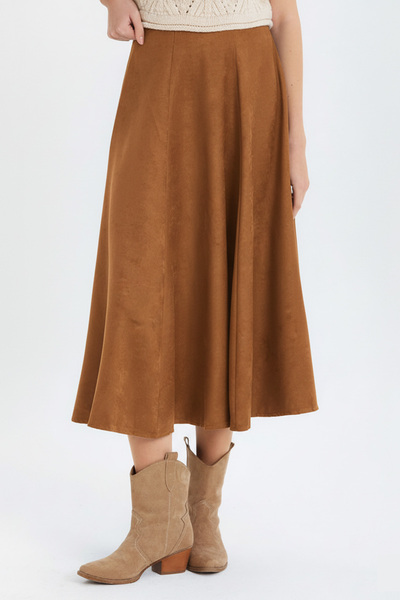 Clandestino Σουέντ Φούστα Μίντι σε Σχήμα Α Καραμέλα