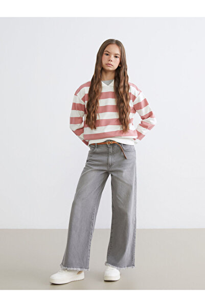 LC Waikiki Pantaloni din denim pentru fete cu picior larg, Sparkly Choices, d...