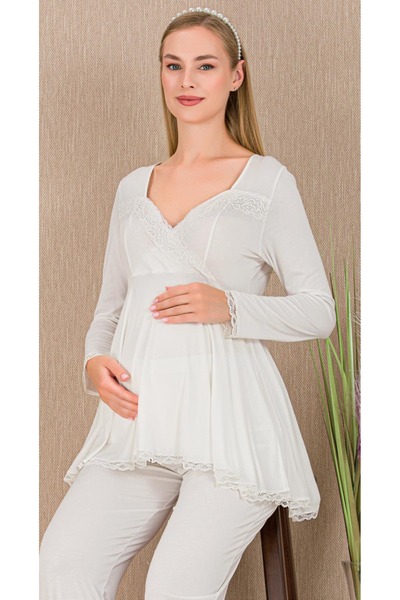 Lady Lingerie Maternity-Maternity Pajamas Set with Dressing Gowns Set of 3