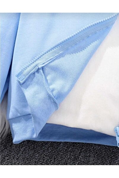 buendiakids Unisex Çocuk BebeMavi 3 İplikk Kapüşonlu Fermuarlı Sweatshirt-Bol Eşofman Altı Takım