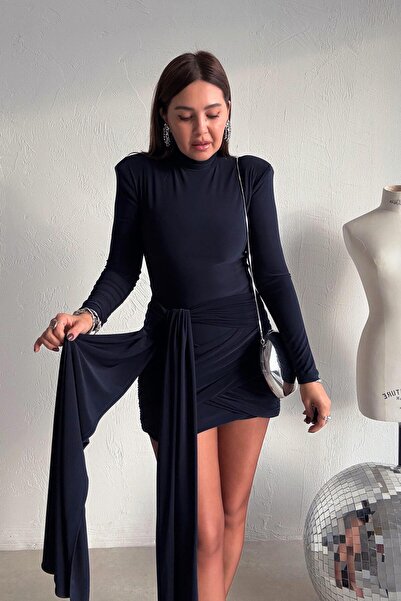 ELVAN TOLON Μίνι φόρεμα Navy Blue ντραπέ