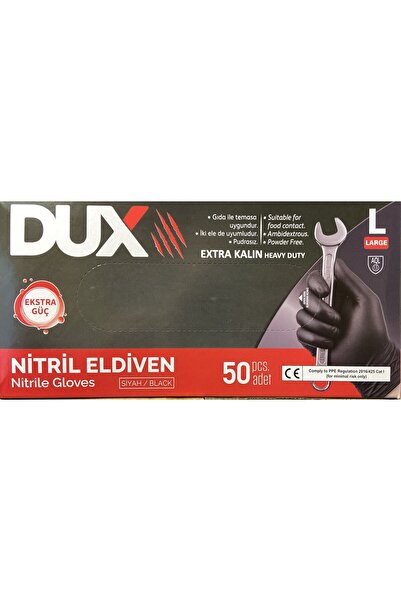 bisepetim DUX EKSTRA KALIN SİYAH NİTRİL 50 Lİ L BEDEN