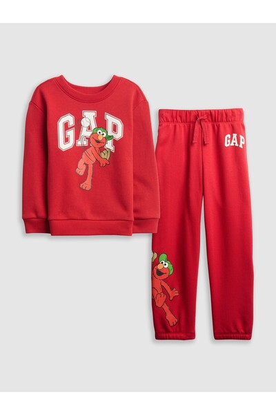 GAP Erkek Bebek Kırmızı Sesame Street Two-Piece Outfit Set