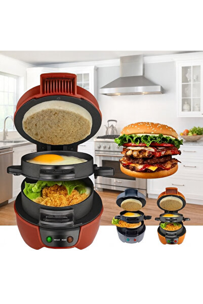 raf Burger Maker - 600W, Non-Stick Plates, Uniform Heating, 180° Opening