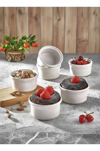 Novazay 12'li Sufle Ve Fırın Kek Kabı Porselen Beyaz