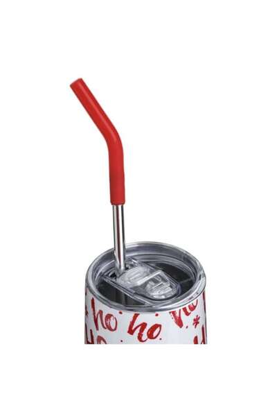 OEM Insulated cup, white, 'Ho Ho' print, transparent lid, 350 ml