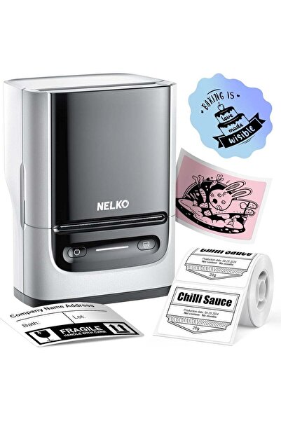 Nelko Bluetooth Thermal Label Printer Portable Barcode Sticker Maker Inkless Machine for Retail Office DIY