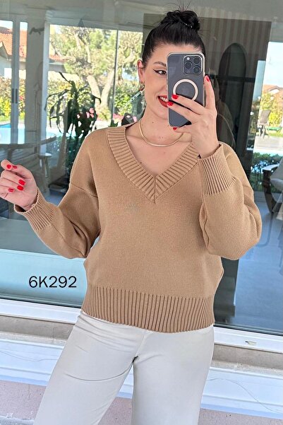 İnce Topuk V-Neck Knitwear Blouse 6K292
