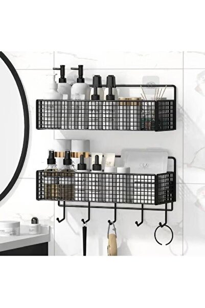 NKX عبوة من 2 رفوف دش، منظمات حمام لاصقة، لا تتطلب حفرًا، سعة كبيرة