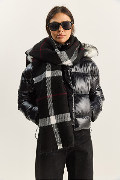 Bianco Lucci Women's Plaid Patterned Soft Touch Long Wide Scarf Shawl 0011 60286002