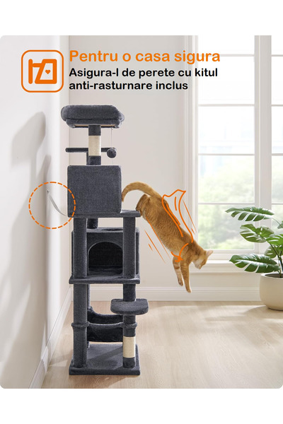 Smart Vibe Huggo Hub UltraMax MultiLevel Cat Set, Soft Plus, 360 Lounge Platform, Hammock, Dark