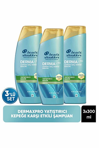 Head & Shoulders DermaXPRO Yatıştırıcı Kepek Karşıtı Şampuan Aloe Vera Özü ve Seramid ile 300ml x 3 Adet