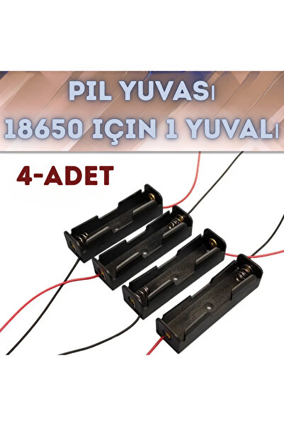 Arduino 4-Adet 18650 Tekli Pil Yuvası (1 Slot), Kablolu
