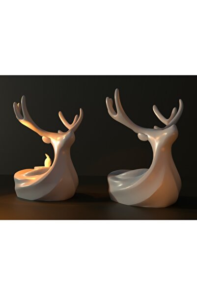 Printech3d Nordic Deer Mumluk | Zarif Geyik Tasarım (Mum Dahil, Tekli Ürün)