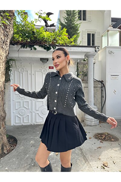 ikomteks Stone Glitter Stylish Knitwear Cardigan