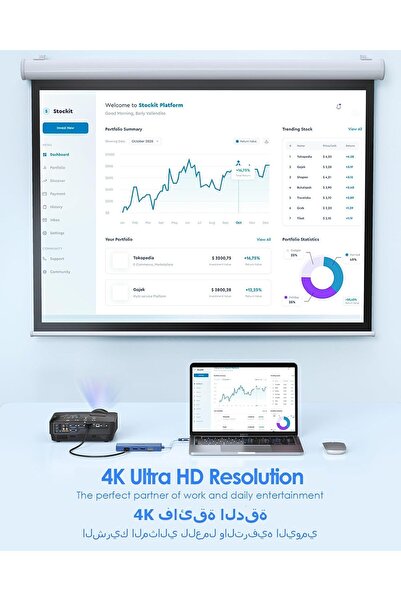 LENTION USB C Hub with Gigabit Ethernet Adapter, 4K HDMI, 3x USB 3.0 (CB-C25, Blue)