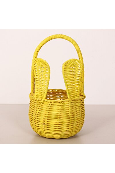 Mylamp Rattan Rabbit Yellow Decorative Basket 14X13X29 cm