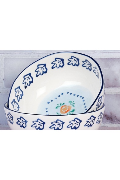 BJORN Set of 4 porcelain bowls, NAPOLI Citrus, hand painted, Ø17.5cm, 90cl