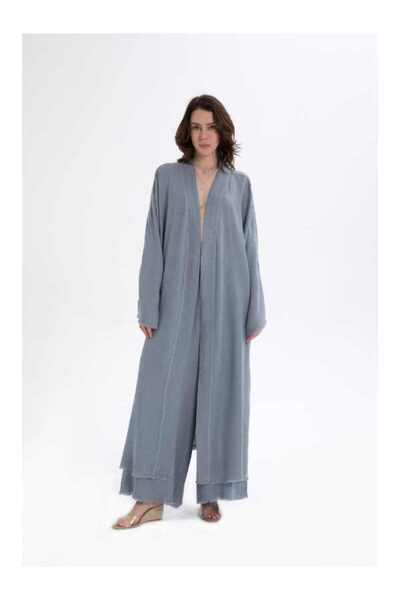 İpekçi Otantik Natural Textured Oversize Kimono Ice Blue