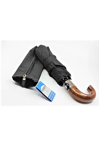 Elioure Kısa Bastonlu Otomatik Erkek Şemsiye, Siyah, 10 Tel, Şık ve Kullanışlı