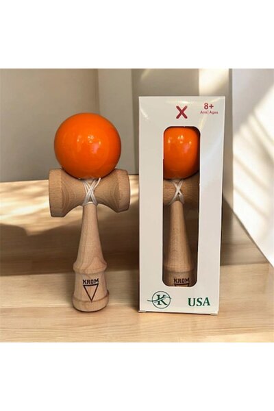 GIA'S WORLD Kendama Krom Portocaliu, 18 cm, set cu sfoară de rezervă