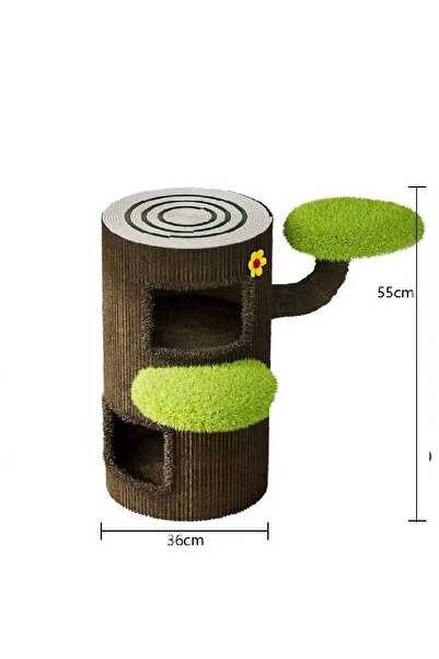 NKX شقة قطط مستوحاة من جذع شجرة مع منصات - ارتفاع 55 سم
