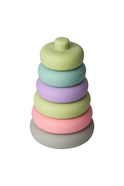Pitikot Pitikot® Stacking Tower – 6 Large Soft Silicone Rings, Non-Slip, Pastel