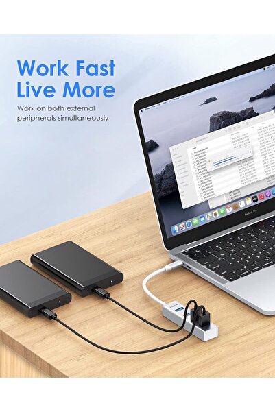 LENTION 4-in-1 USB C Hub, 4 USB 3.0 Ports, USB C to USB A Multiport Adapter (CB-C22s, Silver)
