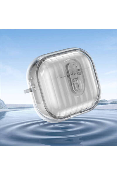 zore Air-Pods 4 Case Edges Colored Transparent Sectioned Silicone Mrsa Airbag 40 Case-Black